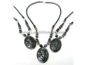 Wholesale Assorted Color Religious Carved Shaped Hematite Pendant and Necklace